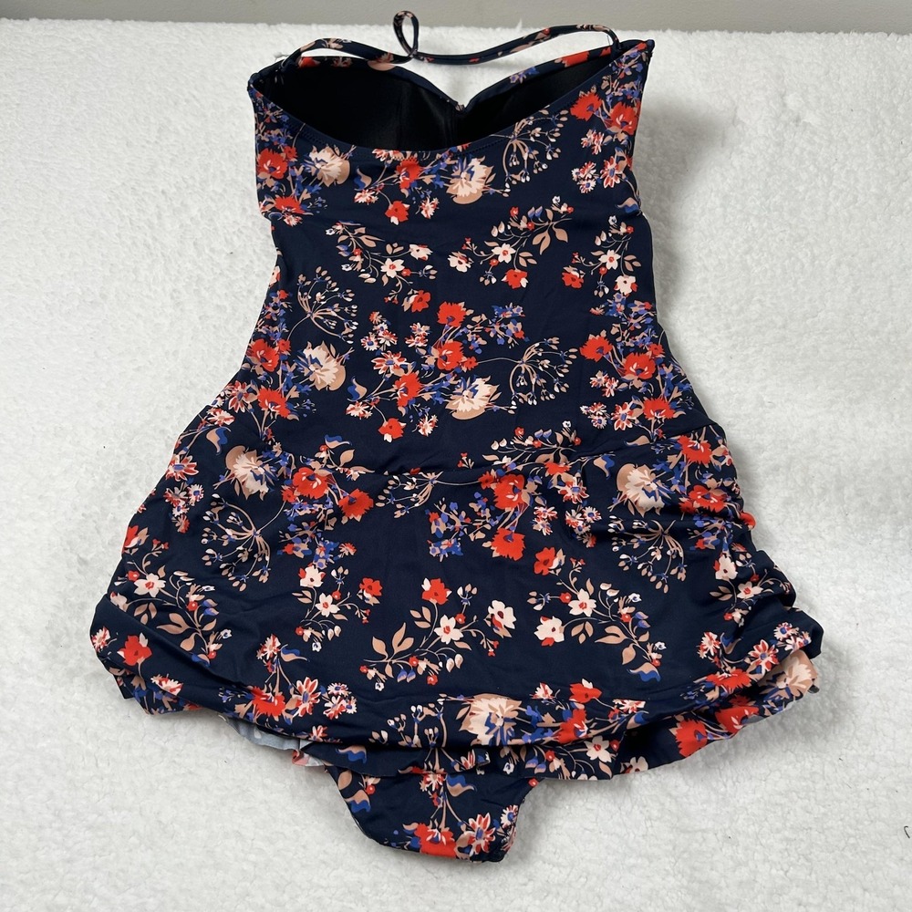 Dobreva Swimdress Womens Small Navy Floral Bandeau Skirted One Piece Swimwear - Picture 4 of 16